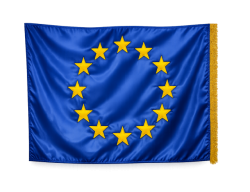 Dupla szaténselyem EU zászló hímzett csillagokkal