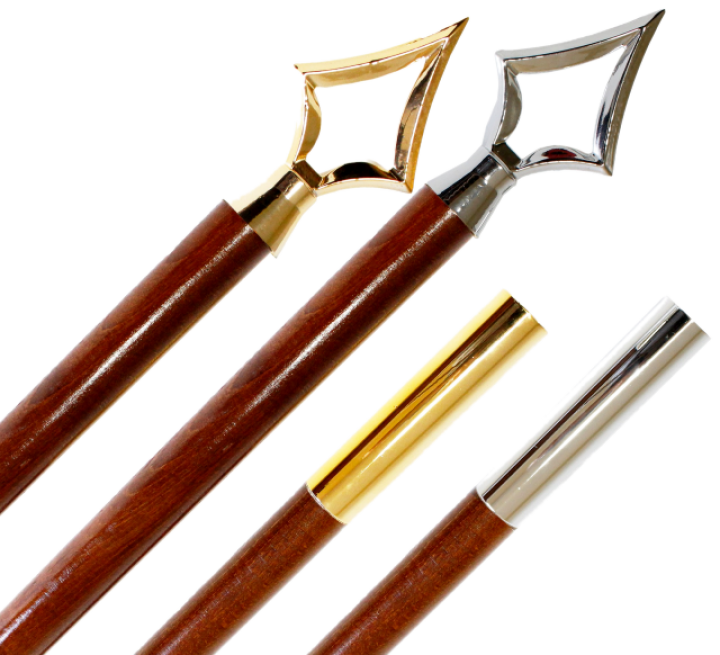 2 részes zászlórúd, arany/ezüst színű lándzsa csúcsdísszel 250 cm