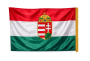 Dupla szaténselyem magyar zászló hímzett címerrel